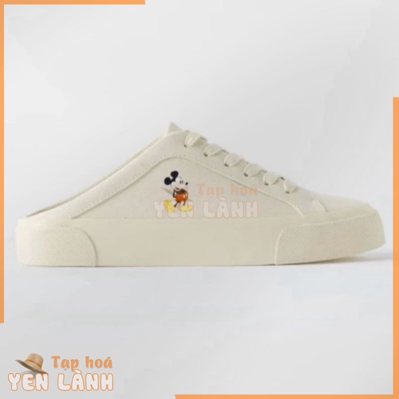 [Full Tag Xịn ] Giày Zara Lười Canvas Chuột Mickey Đạp Gót (Freeship)