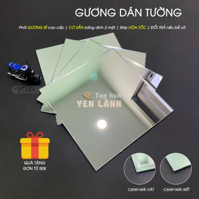 Gương dán tường, dán tủ quần áo soi toàn thân, Decor phòng, trang trí nội thất Q Decor