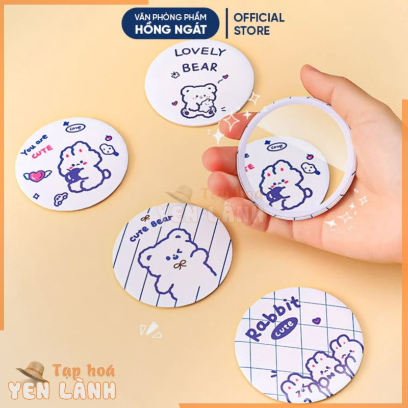 Gương mini cầm tay hoạt hình con gấu trắng cute dễ thương nhỏ gọn bỏ túi phong cách hàn quốc QT28