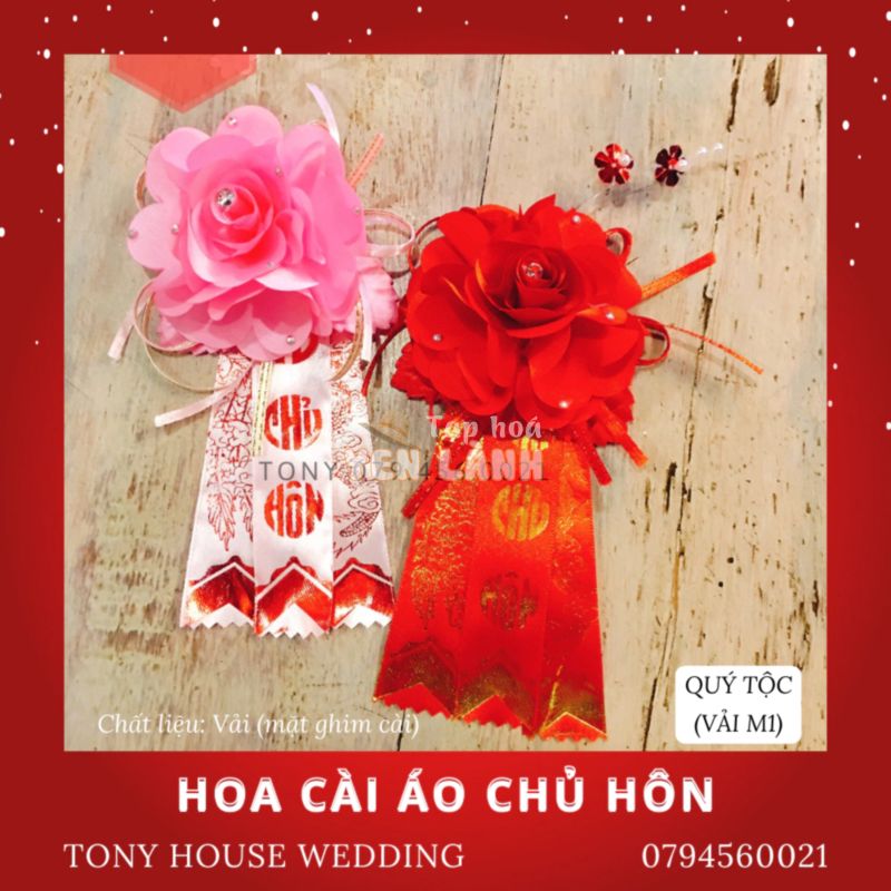 BỘ 2 HOA CÀI ÁO CHỦ HÔN LỄ ĐÁM CƯỚI