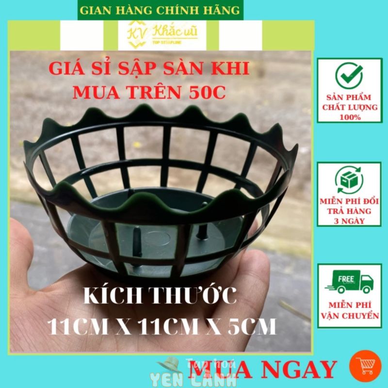 Freeship – Giỏ nhựa cắm hoa trang trí để bàn cô dâu,bàn tiệc,bàn thờ kích thước 11 x 11 x 5 cm