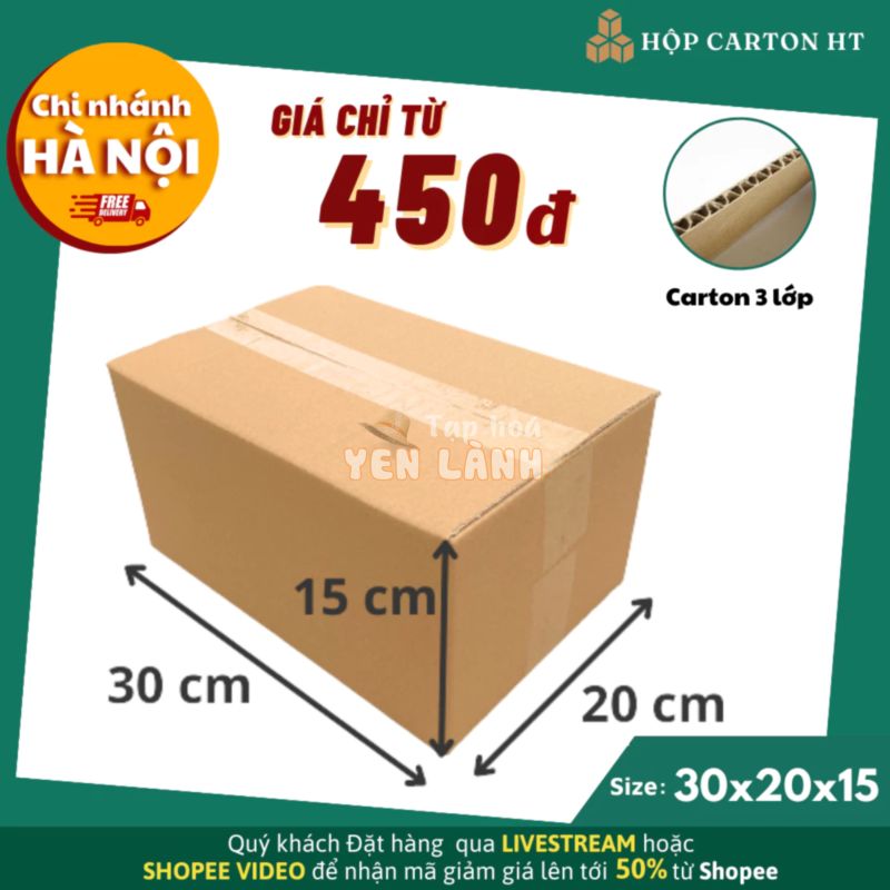 30x20x15 Combo 100 hộp thùng carton đóng hàng size lớn đựng giày dép, quần áo giá rẻ – Hộp carton HT