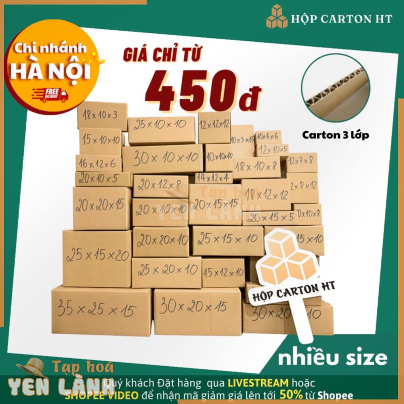 Hộp carton đóng hàng size nhỏ, hộp giấy đóng hàng nhiều kích thước đựng mỹ phẩm phụ kiện giá rẻ – Hộp carton HT