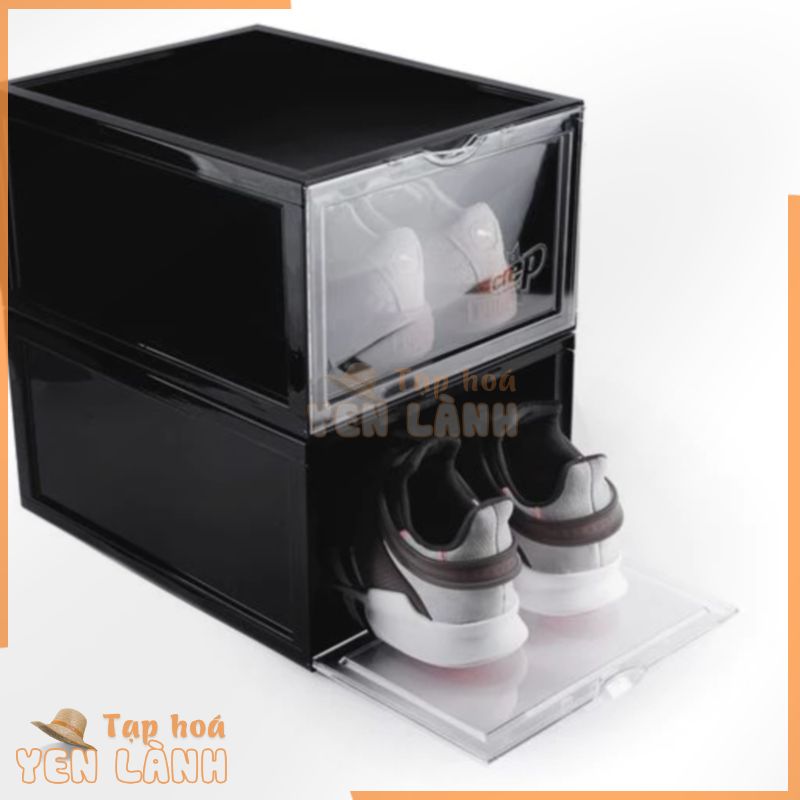 Bộ 2 Hộp Giày Cao Cấp Crep Protect Crates Cửa Trước, Bộ Hộp Đựng Giày Crep  Màu Đen Chất Lượng Chính Hãng Phủ Crystal.