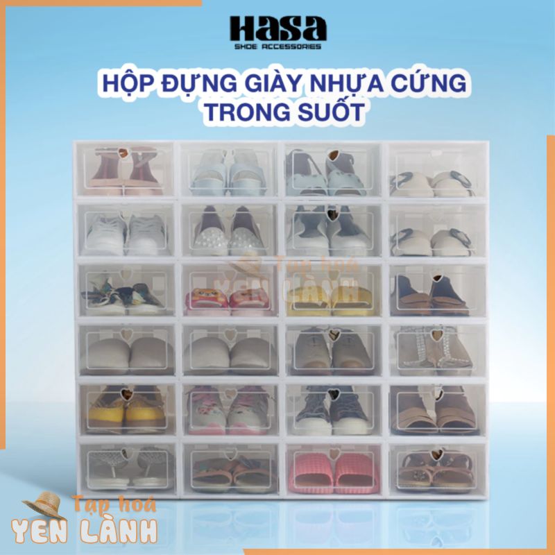 Hộp Đựng Giày Nhựa Cứng Trong Suốt, Kệ Để Giày Dép Size Lớn Chịu Lực 4kg HDG07