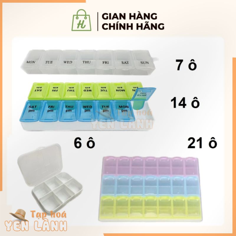 Hộp đựng thuốc chia ngăn bỏ túi tiện lợi 6 ô/ 7 ô/ 14 ô/ 21 ô Hộp đựng thuốc 7 ngày trong tuần nhựa PP siêu bền