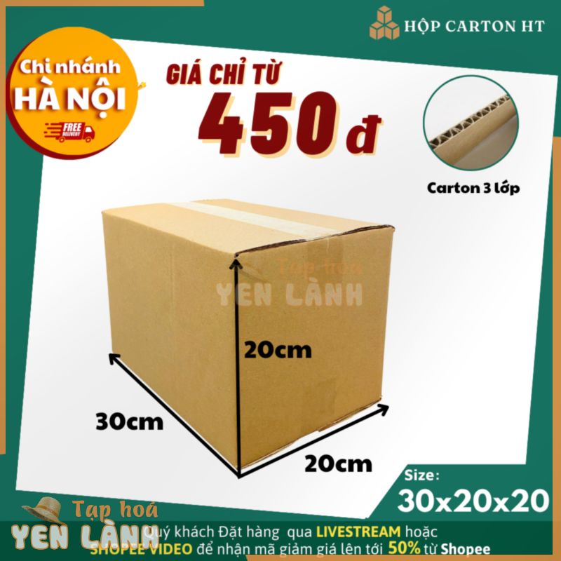 30x20x20 hộp carton đóng hàng hộp giấy carton gói hàng giày dép, đồ gia dụng giá rẻ – Hộp carton HT