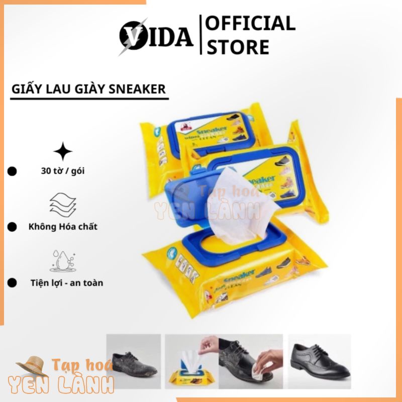 Khăn Giấy Lau Giày Sneaker Siêu Sạch Hộp 30 Tờ Siêu Không Hoá Chất Làm Hại Da Tay, Vải Giày 1000901