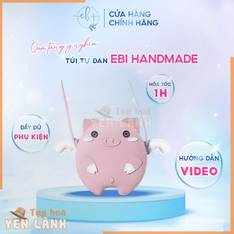 [Có Video Hướng Dẫn] Túi Tự Đan, Set Nguyên Liệu DIY Tự Làm Túi Da Handmade Hình Heo Hồng Dễ Thương – EB10