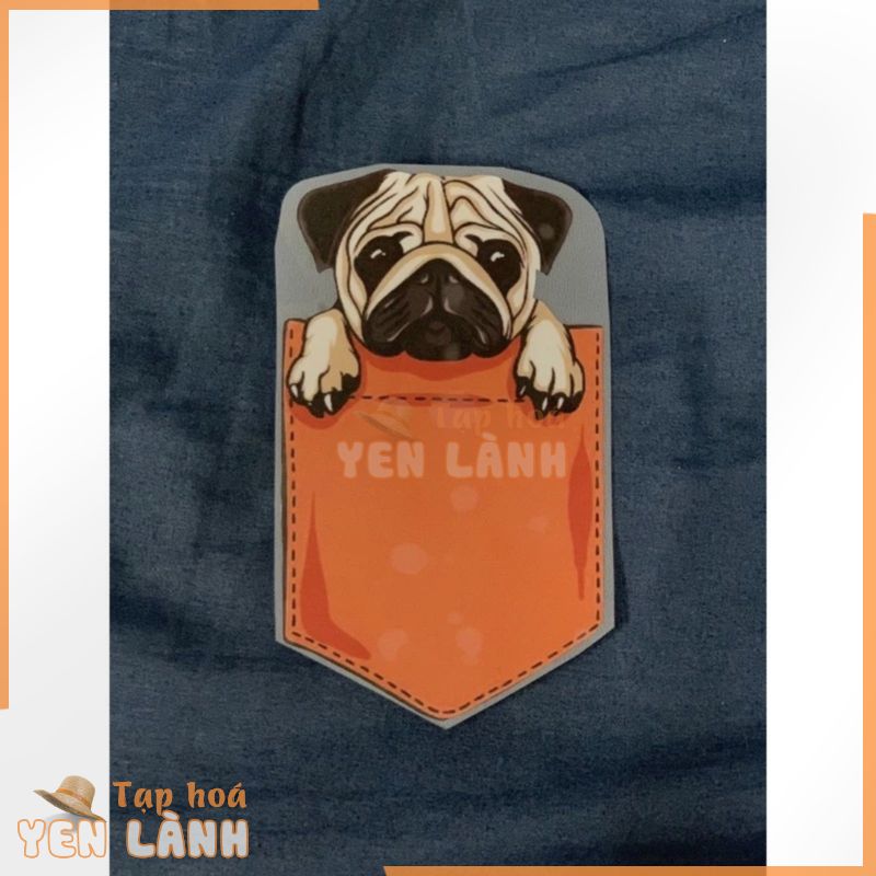 Decal Logo Sticker Patch in áo ủi trực tiếp lên vải hình pug túi áo