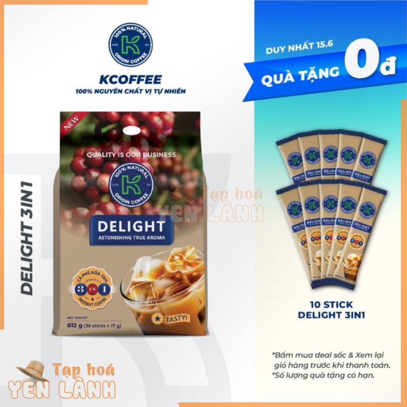 Cà Phê Sữa Hòa Tan 3 in 1 K Delight Túi 36 gói x 17g – Cà Phê Sữa 3 Trong 1