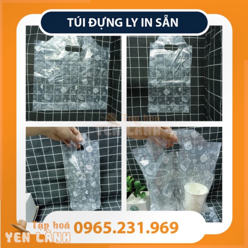 Túi đựng ly in sẵn 500g – 1kg, chất liệu nhựa pp, đựng cốc cà phê, trà sữa mang đi rất tiện lợi