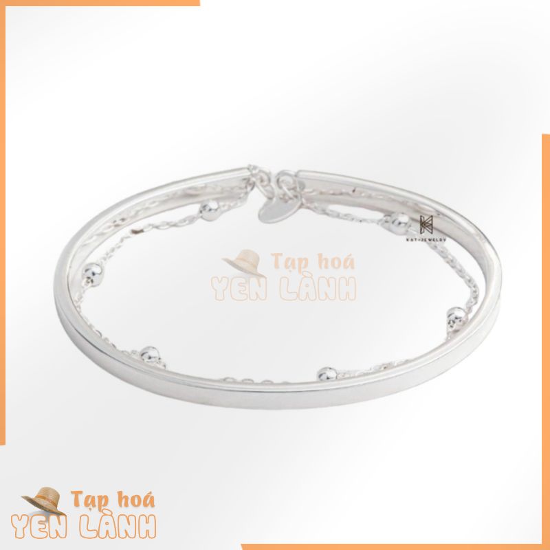 Vòng Tay Bạc 925- Hoạ Tiết Vòng Trơn Và Dây Bi Cá Tính- KaT Jewelry