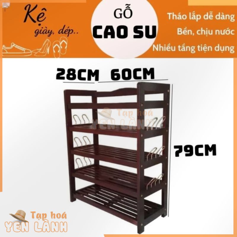 Kệ để giày dép phong cách Hàn Quốc 5 tầng tiện dụng rộng 60cm, sâu 28cm, cao 80cm bằng gỗ có móc sắt (Màu nâu)