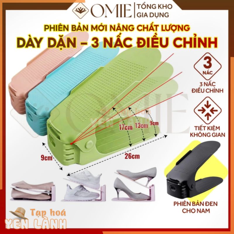 ( MUA 10 TẶNG 1 loại cũ) Kế đựng giày dép 3 nấc điều chỉnh OMIE kẹp vịt giá kệ để giày tiết kiệm diện tích đa năng