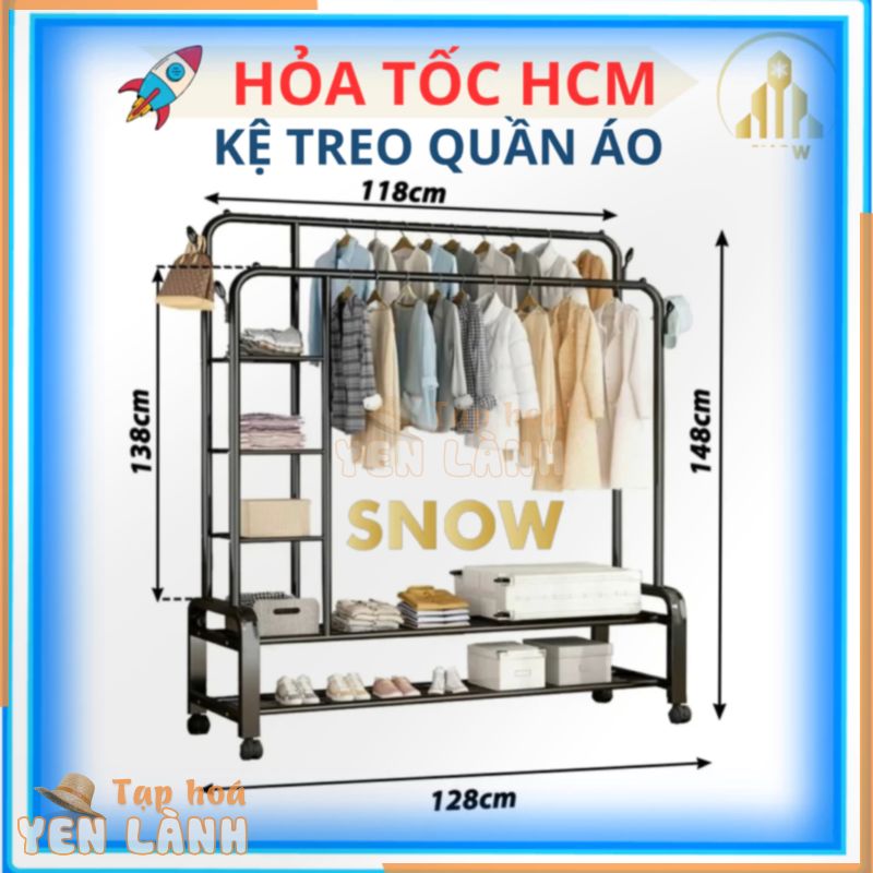 Kệ Treo Quần Áo, Nón, Túi Xách GIAO HỎA TỐC HCM  | 1 Gian 1 Tầng Kim Loại Lắp Ghép Decor Trang Trí Nhà Phòng Trọ