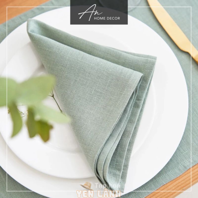 Khăn ăn nhà hàng napkin tấm lót đĩa bàn ăn vải linen khăn tay tập thêu