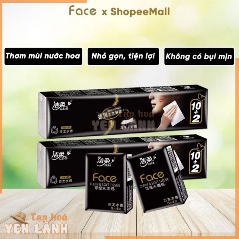 Giấy Ăn Mini Mùi Nước Hoa, Khăn Giấy Thơm Bỏ Túi Tiện Lợi, Giấy Face Đen Dai Mềm Mịn Thấm Hút Tốt – BM038