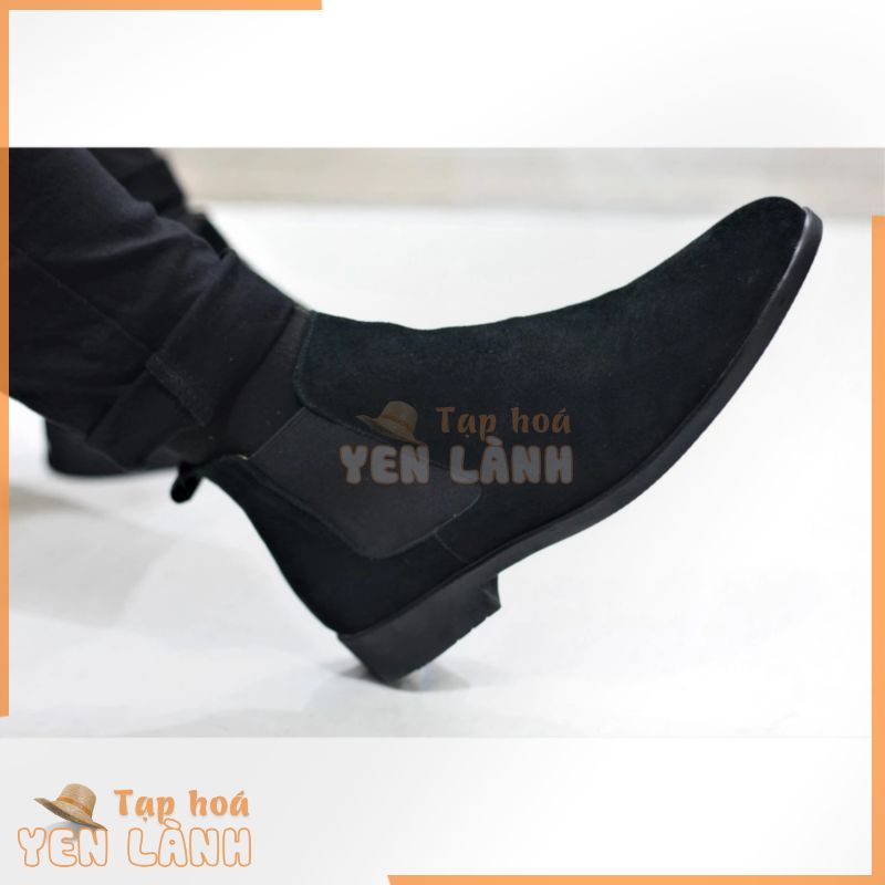 [Giày da Nỉ][Tặng tất khử mùi] Giày Chelsea Boot Cao Cổ Nam Tăng Chiều Cao Gần 5cm Lộn Mềm Mại