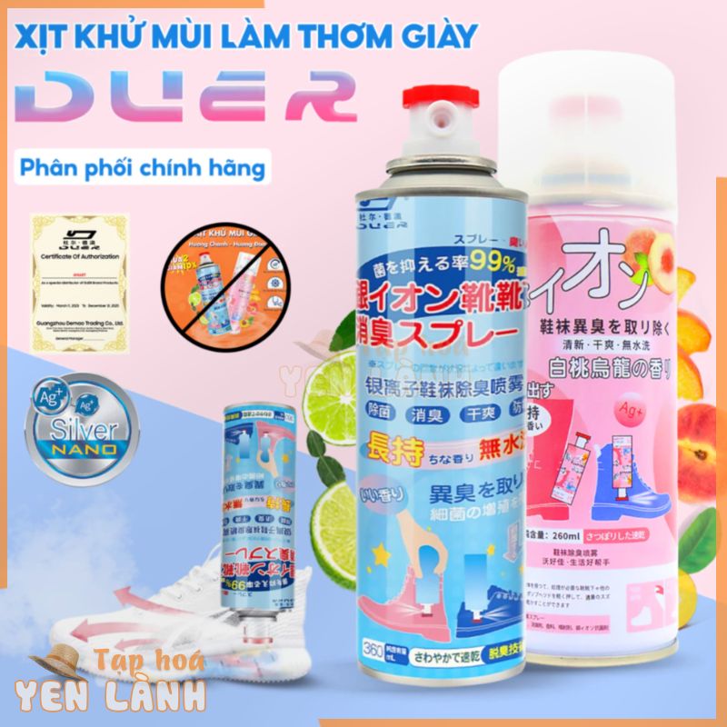 Bình xịt khử mùi hôi giày dép nano bạc Shoes 2h lọ 260ml, chuyên dùng làm thơm tủ dầy, quần áo, tất, vớ chân.