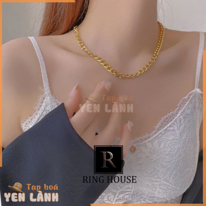 (Titan) N42-B25 Dây Chuyền Lắc Tay Nam Nữ Dây Xích Vàng Trơn Titan Không Đen Ring House