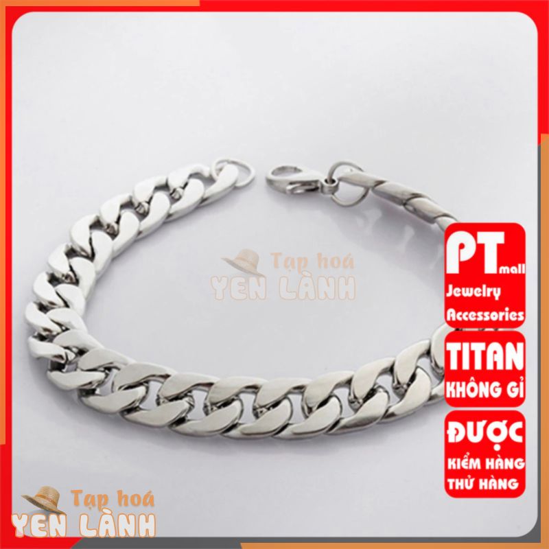 Lắc tay cao cấp titan nam kiểu lặc 9mm đẹp sang trọng inox thép không gỉ PT JEWELRY màu trắng