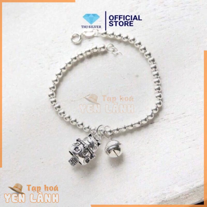 Lắc tay nữ bi mèo thần tài may mắn bạc ta – THJ SILVER