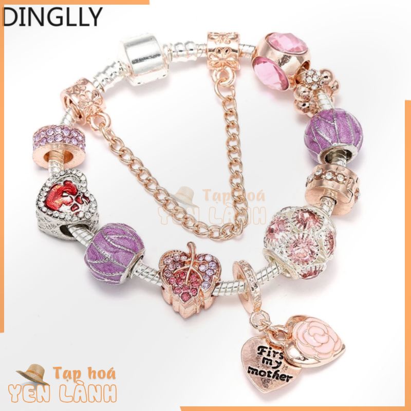 Vòng Tay Hạt Charm Bằng Hợp Kim Màu Vàng Hồng Khắc Chữ First My Mother Diy Dành Cho Nữ