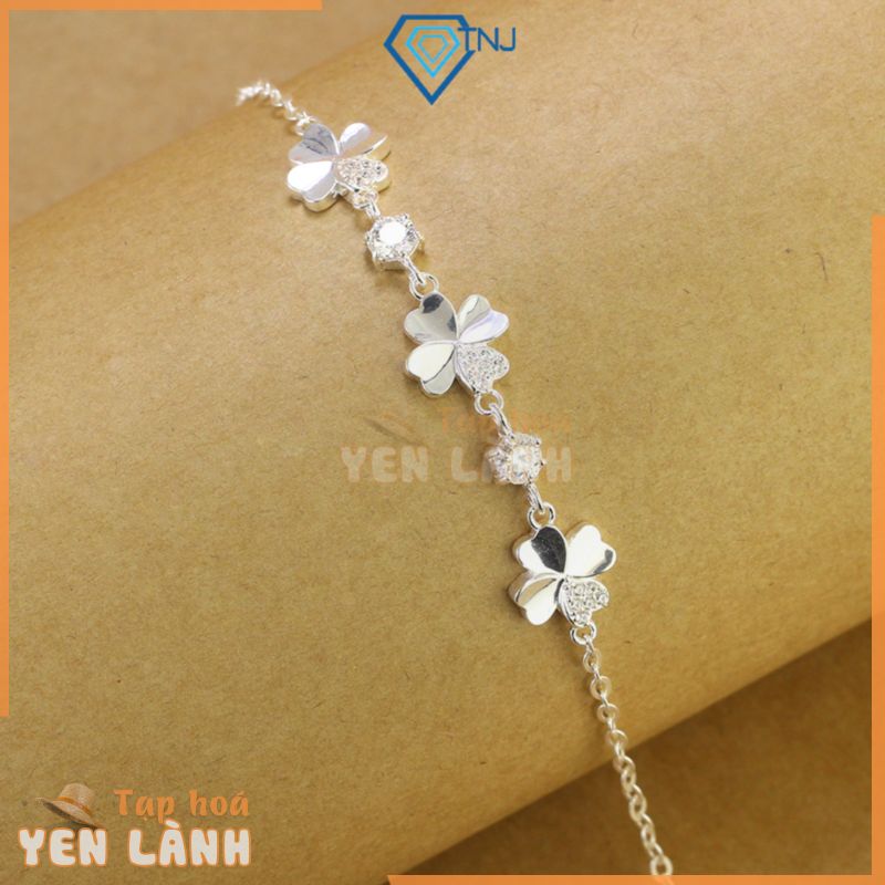 Lắc tay kim cương Moissanite bạc nữ cỏ 4 lá may mắn kiểm định GRA sang trọng LTNM0001 – Trang Sức TNJ