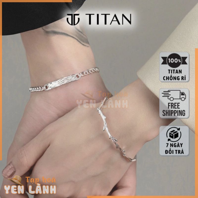 Vòng tay đôi nam nữ chuyện tình yêu cây liễu, lắc tay cặp đôi tình nhân quà tặng couple màu bạc 925 unisex Titan Shop