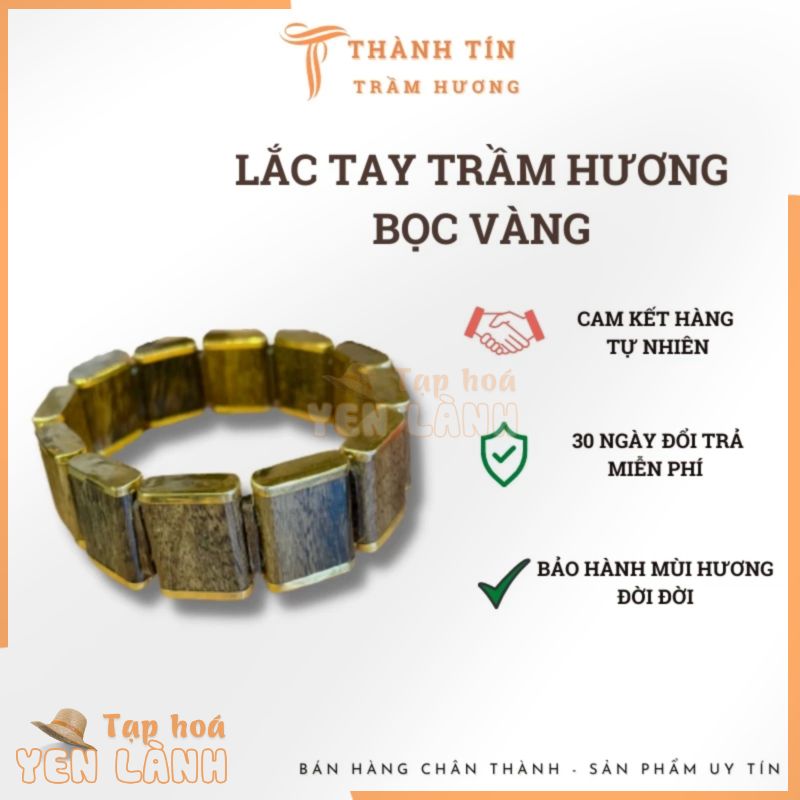 Lắc tay nam trầm hương Nha Trang bọc vàng sang trọng và phong thuỷ Thành Tín Trầm Hương