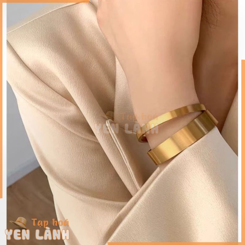 Vòng đeo tay thép titan mạ vàng hồng 18k phong cách âu mỹ đơn giản dễ phối đồ thời trang dành cho cặp đôi/ bản lớn