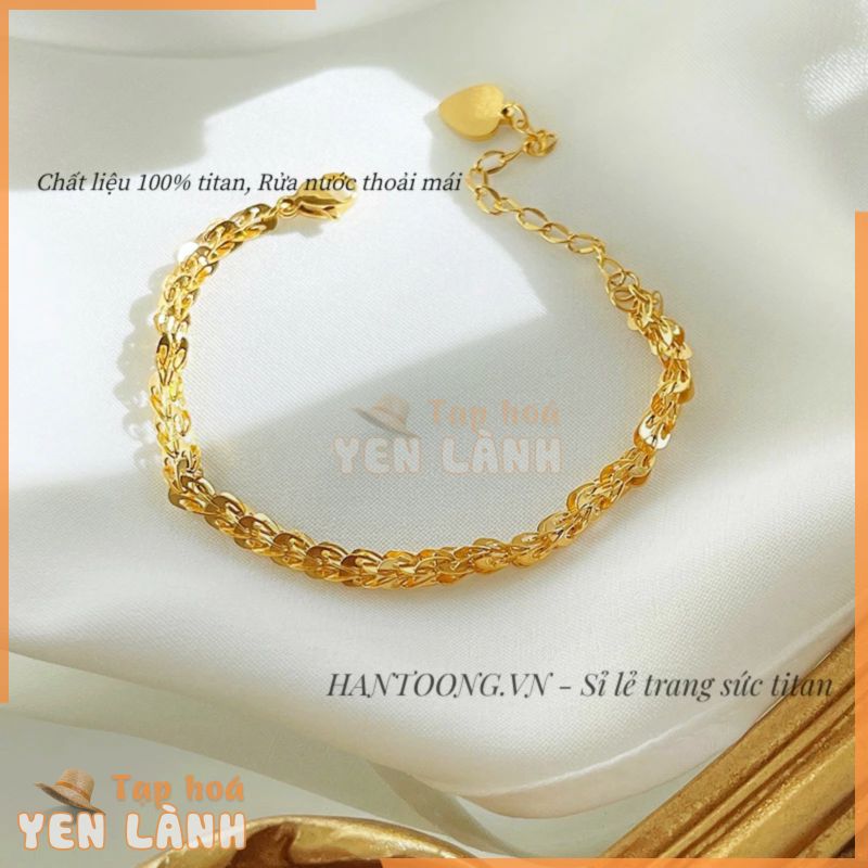 Lắc tay titan cao cấp nữ không gỉ mạ vàng 24k kiểu dáng đuôi phụng thiết kế thời trang sang trọng