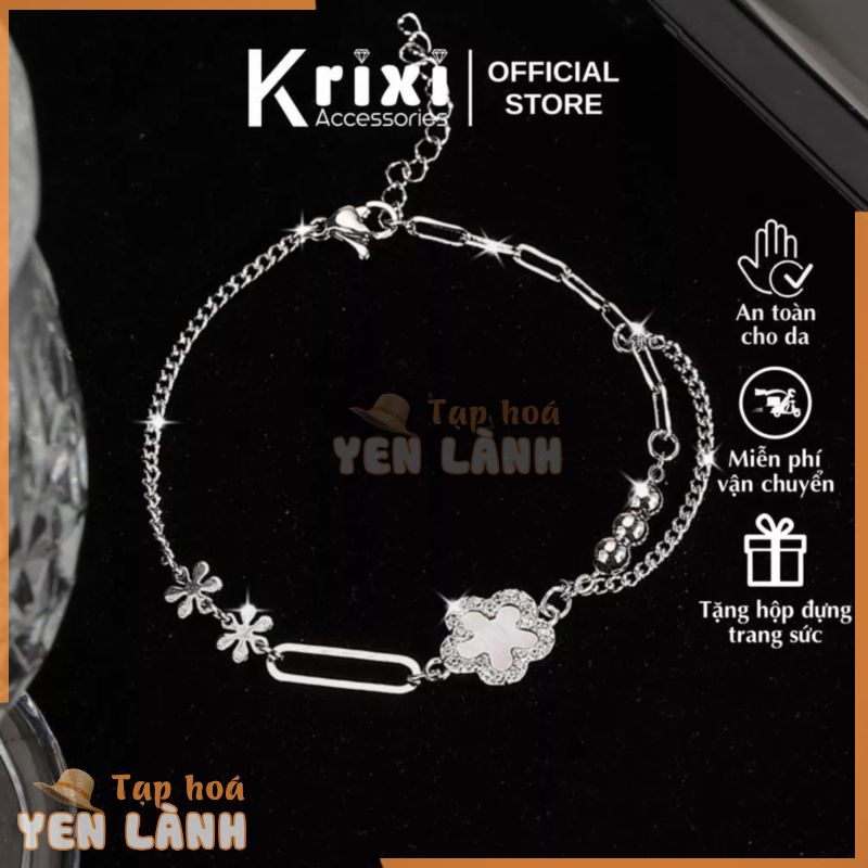 Lắc tay bạc 925 Krixi Silver, vòng tay bạc hoa năm cánh phong cách Hàn Quốc mới 7VT01