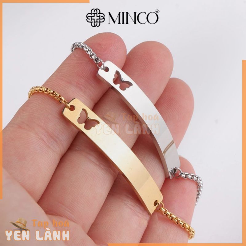 Lắc tay khắc tên Nữ Minco Accessories kiểu dáng xích xoắn sợi nhỏ hai màu vàng bạc phong cách Hàn Quốc LT61