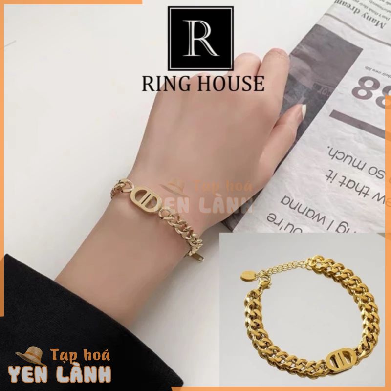 (Titan) B11 Lắc Tay Vòng Tay Nữ Dây Xích Titan Không Gỉ Vàng Gold Cá Tính DO Đẹp Ring House