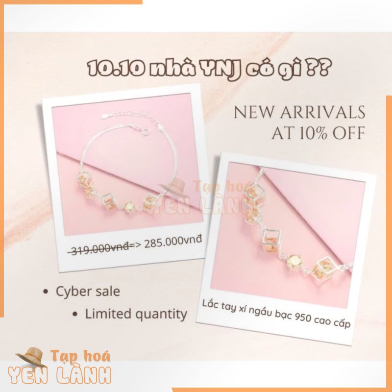 Lắc tay xí ngầu đá vàng bạc 950 cao cấp  YN JEWELRY