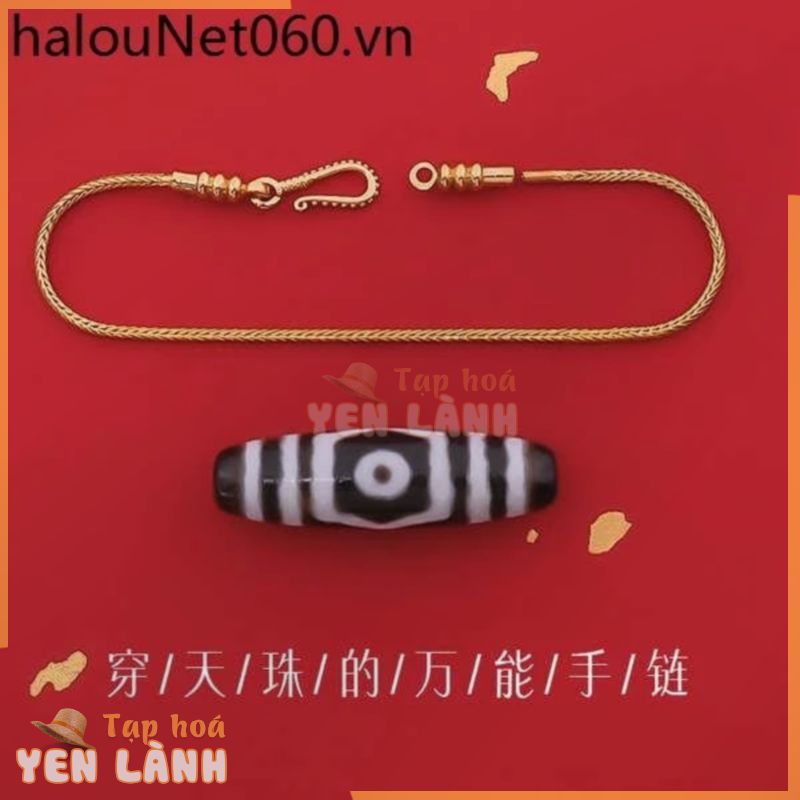 Dzi Hạt Vòng Tay Mạ Vàng 18k Đính Hạt Vòng Tay Tự Làm Phong Cách Tây Tạng Chuyển Hạt Phụ Kiện Đa Năng Vòng Tay Bé Gái Phong Cách