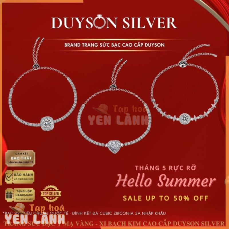 Lắc tay bạc Ý 925 DuySon Silver mạ vàng trắng kiểu dáng dây rút, vòng tay nữ đính đá CZ 5A cao cấp [LTXK1]