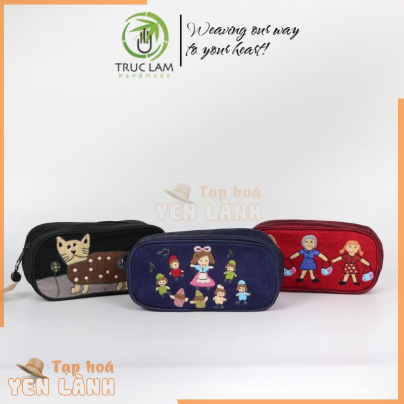 Túi Đựng Bút Vải Tafta Họa Tiết Thêu Tay Nhiều Màu Sắc – Trúc Lâm Handmade