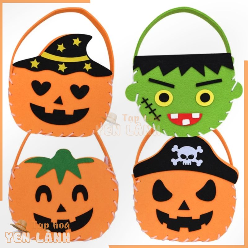 Túi Đựng Kẹo Tự Làm Hình Bí Ngô Halloween Cho Bé