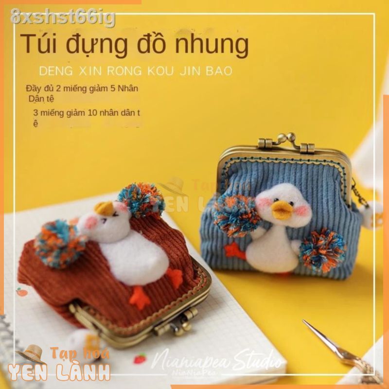 ❖ ✱ [    ]Len nỉ poke vải nhung sợi dây vàng nguyên liệu gói túi vịt làm bằng tay DIY đồng xu ví quà tặng ng