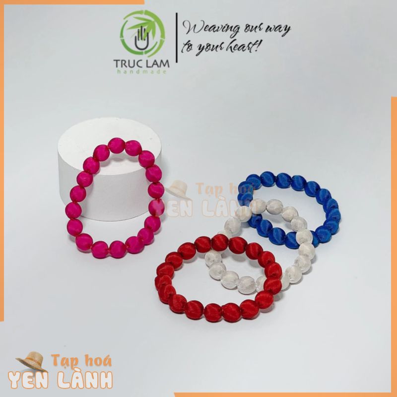 Vòng Đeo Tay Hạt Gỗ Bọc Vải Lụa Nhiều Màu Sắc (E) – Trúc Lâm Handmade