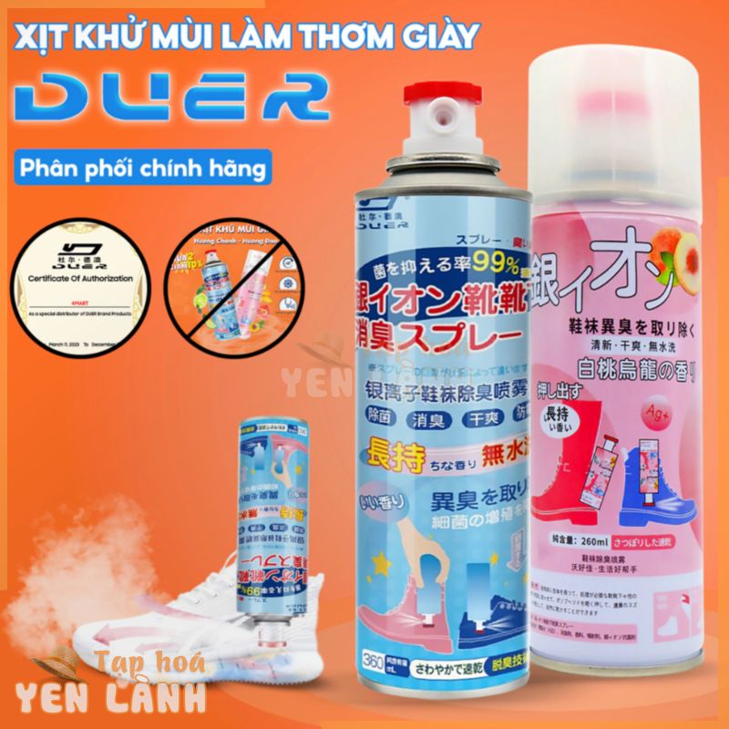 Chai xịt khử mùi hôi giày dép công nghệ nano bạc Ag+ Shoes 2h 1 lọ 260ml, bình làm thơm tủ để giầy, quần áo, vớ chân.