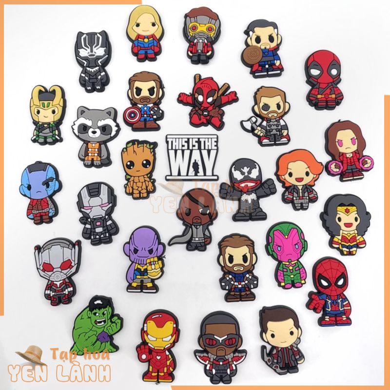 Marvel Super hero Crocs Jibbitz Shoe Charms Chủ đề hoạt hình Phụ kiện giày dép trẻ em quà Giáng sinh pvc dễ thương Dép xăng đan  DIY decorate accessories 1000 Mẫu Lựa Chọn