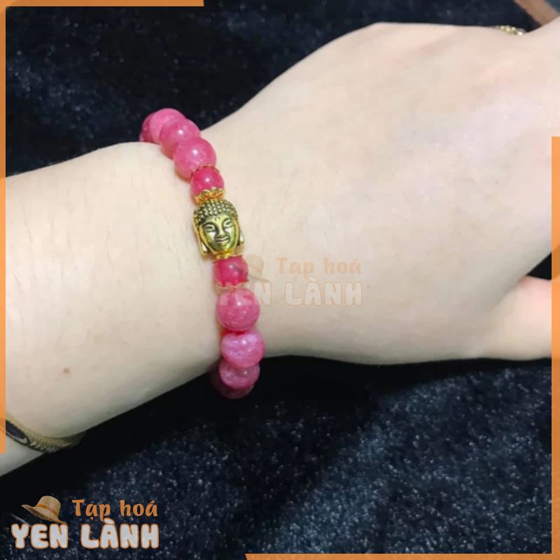 VÒNG TAY ĐÁ HỔNG RUBY MIX CHARM VÀNG MẪU PHẬT A-DI-ĐÀ