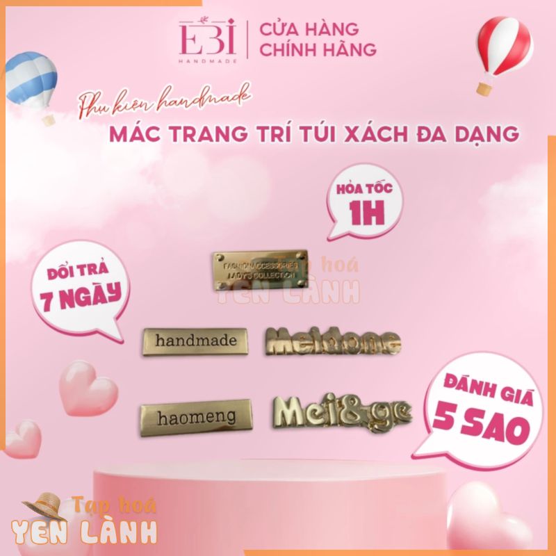 Mác túi ví EBI HANDMADE phụ kiện gắn trang trí túi handmade/túi xách/balo xinh xắn, đa dạng mẫu mã – ES74