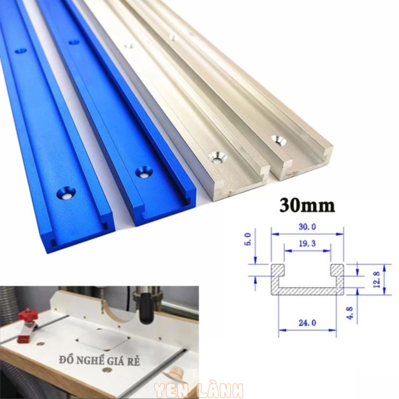 Thanh Ray Nhôm Trượt Bàn Cưa Máy Phay Gỗ Cữ Cắt Ván Làm Đồ Mộc Dài 30-60-80-100-120cm