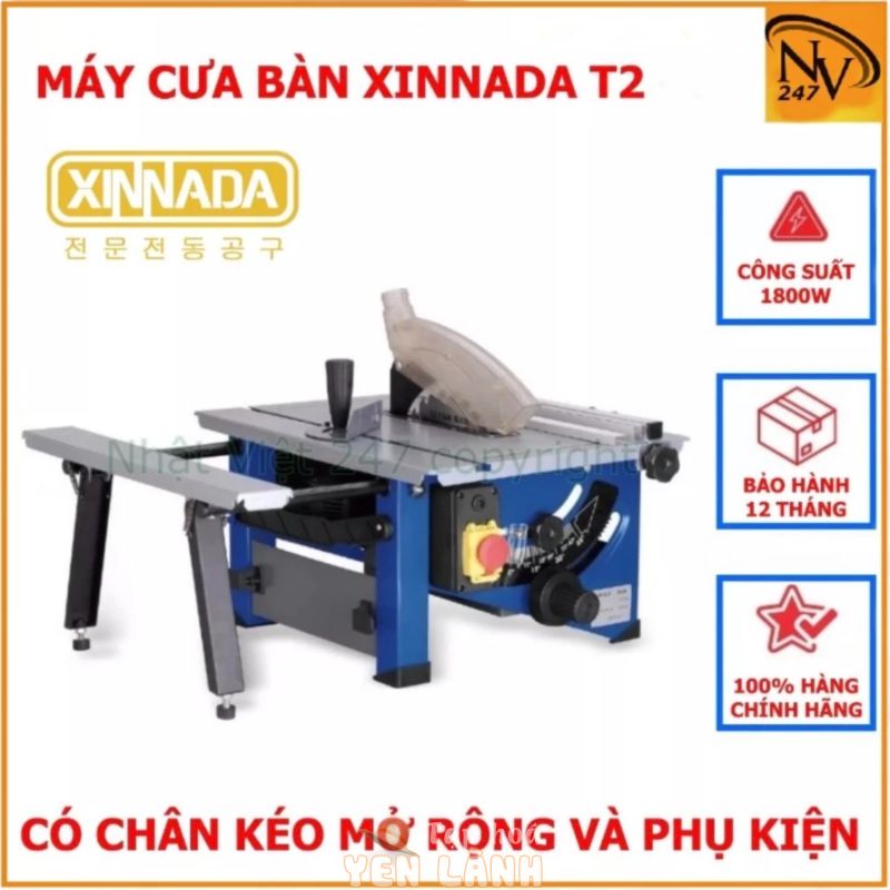 Máy cưa bàn mini trượt XINNADA T2 công suất 1800W có chân mở rộng BH 12 tháng