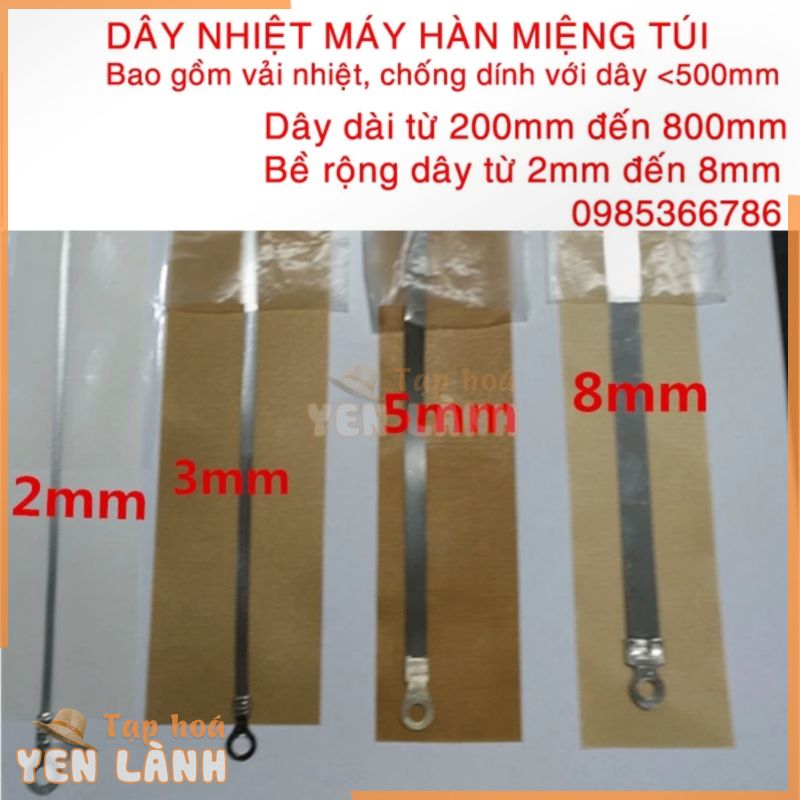 Dây nhiệt máy hàn miệng túi rộng 2mm, 3mm, 5mm, 8mm ép miệng túi, dán miệng túi dập tay PFS 200, PFS 300